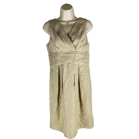 Shoshanna Gold Shimmer Sheath Dress Sleeveless Back Zip Size 8 - Picture 1 of 7